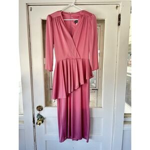 Vintage 70s 80s Rose Pencil Dress Assymetrical Peplum Size Small